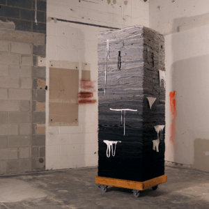 Clothing Sculpture: Separating being from becoming, 2018 (after Aldous Huxley) 7’ x 28” x 28” 1