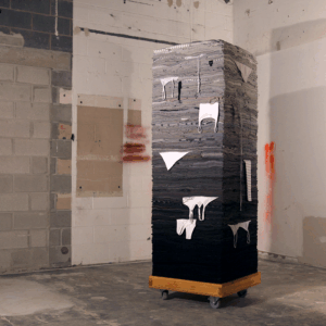 Clothing Sculpture: Separating being from becoming, 2018 (after Aldous Huxley) 7’ x 28” x 28” 2