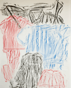 Clothing Rubbing: Group Blocks: Study in wax crayon, 2019